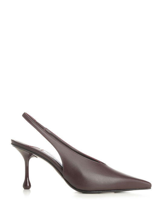 Isa 80 Calf Leather Sling Back Pumps Bordeaux