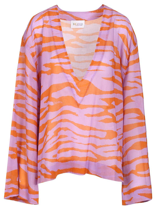 Animal Print Blouse Tops Multicolor