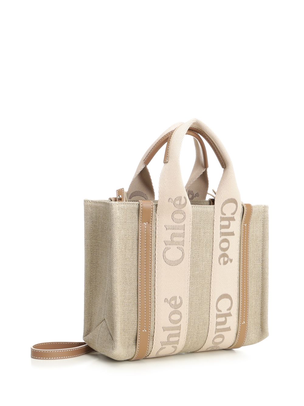 Chloe' The Small Woody Tote Bag Handbags - Beige | 324fb9c8b35fefad831086334649cf3e324c3dc5