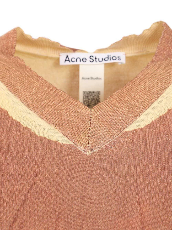 Acne Studios Crumpled V-Neck Sweater Knitwear - Rose | 2e750fd6c2a3ab7ac4fc7be1db0e7646dbdd6792