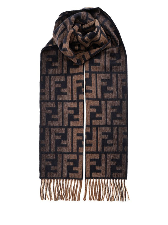 Wool And Cashmere Scarf Scarves And Foulards Brown