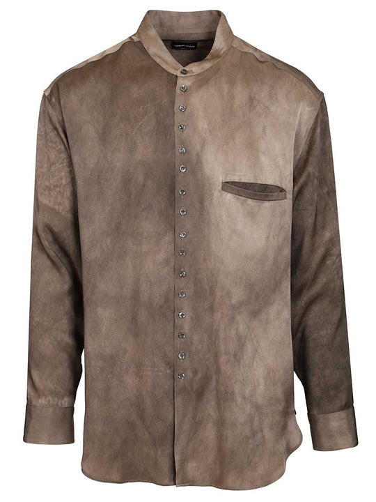 Mandarin Collar Shirt Shirts Grey