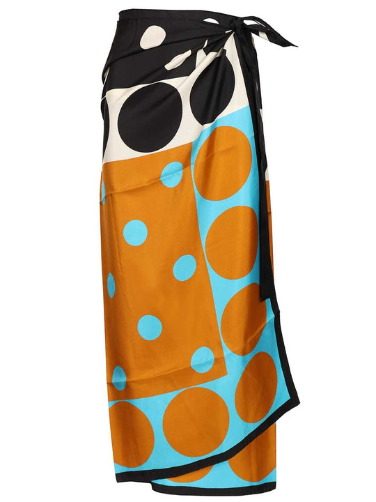 Scarfy Long Skirt Pareo Geometric Print Skirts Multicolor