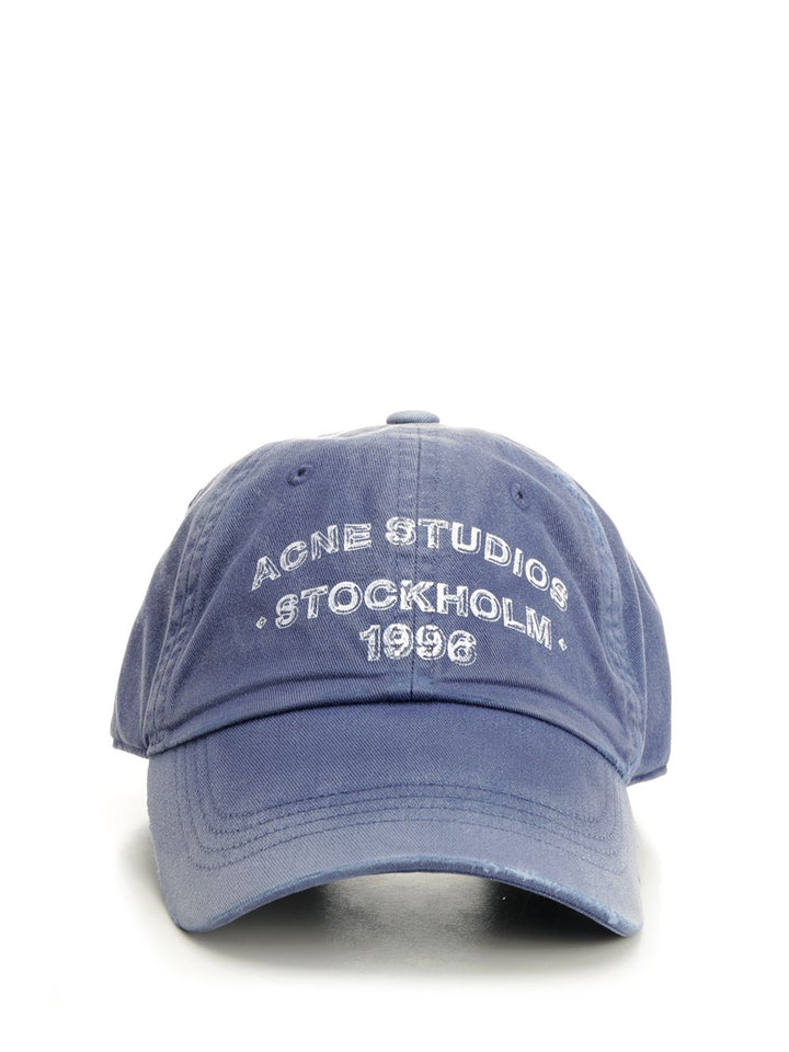 Acne Studios Cap With Spray Logo Hats - Blue | 56ccc3094e7f9c8120be461f3537abefc10cd302
