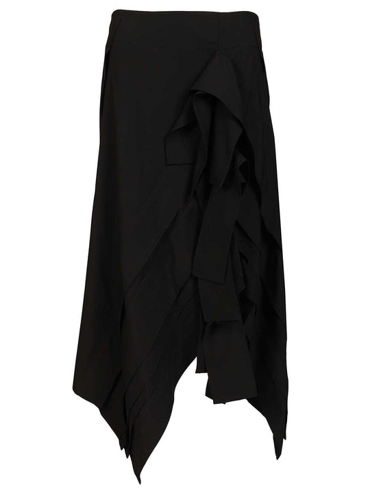 Lightweight Wool Midi Skirt Skirts Black