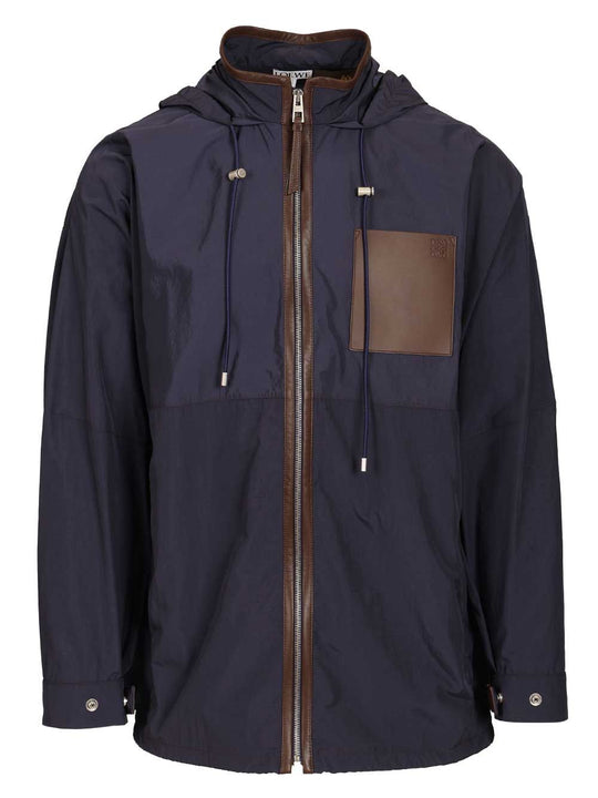 Hooded Jacket In Technical Fabric Jackets Blue