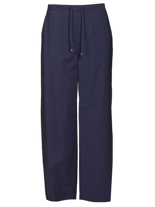 Drawstring In Cotton Blend Trousers Blue
