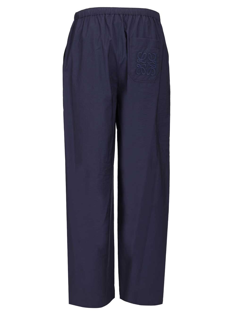 Loewe Drawstring  In Cotton Blend Trousers - Blue | 3f6a5bb8bd1204e717b61eba84671560904e8337