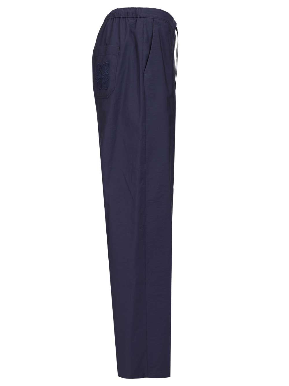 Loewe Drawstring  In Cotton Blend Trousers - Blue | 15ea00dac45cfecbfc1728d2a88c3b8293f95362