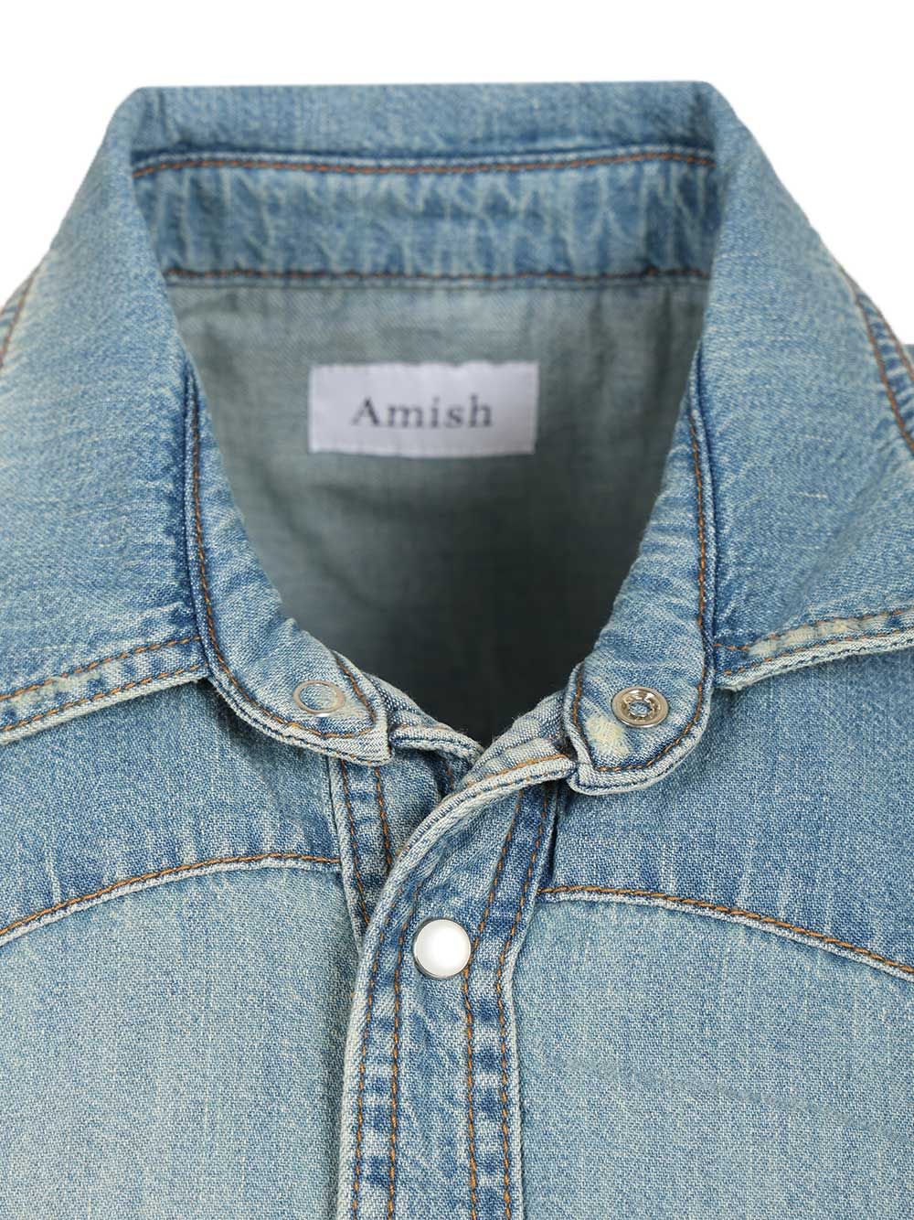 Amish Sleeveless Denim Shirt Jackets - Light blue | 39e8b008097d2f9cd582cf6fa12950191c4e2f89