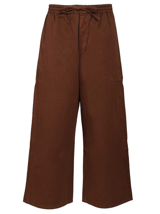 Cotton Drawstring Trousers Brown