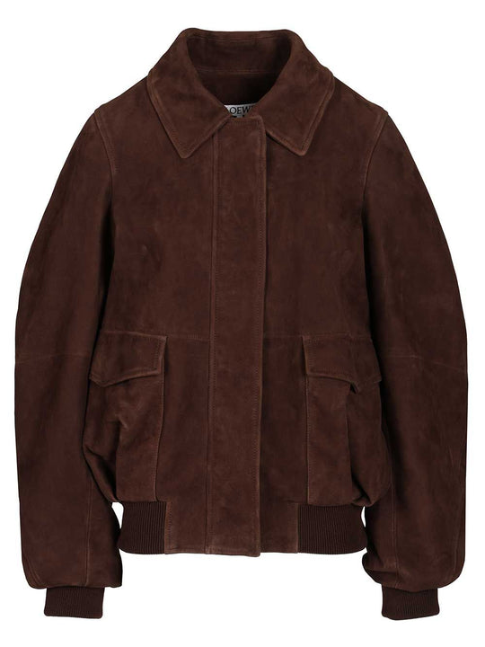 Suede Goatskin Bomber Jacket Jackets Brown