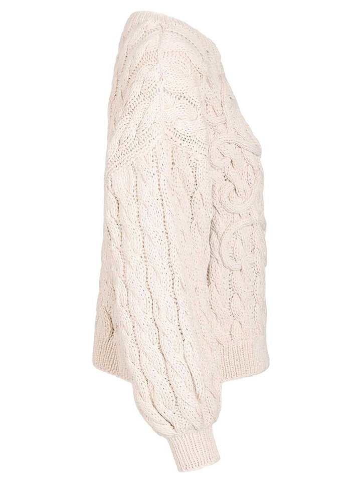 Loewe Anagram Sweater In Wool And Cotton Blend Knitwear - Beige | 20586cb069acae34a1d5d136e9011c73d40946ab