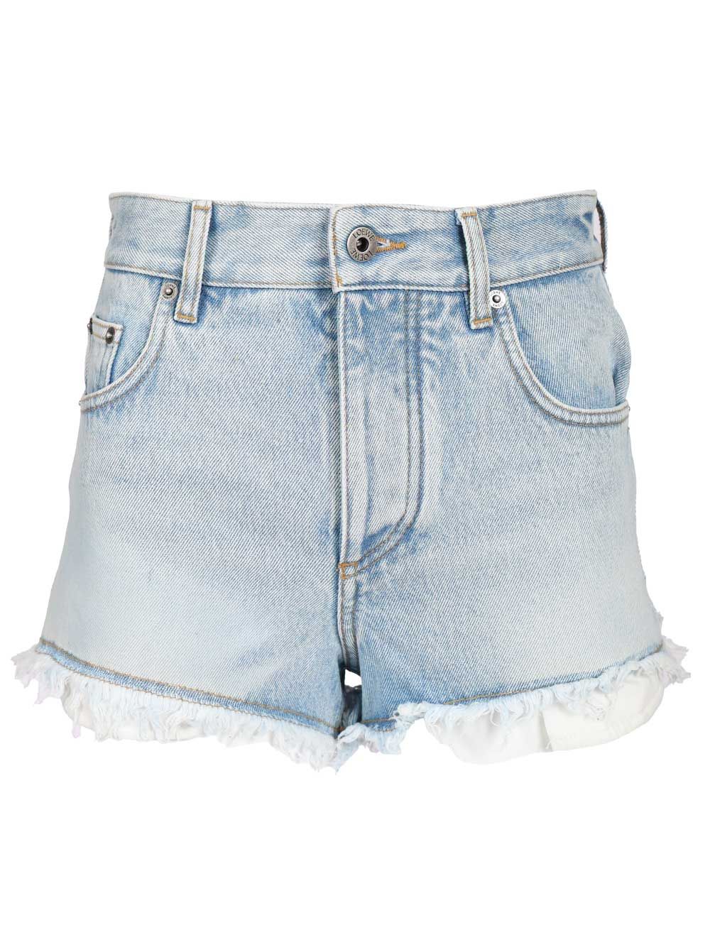 Loewe Midweight Cotton Denim Shorts Trousers - Light blue | 73e8ff433bd6afbb795ad24c327a5b960d45ed59