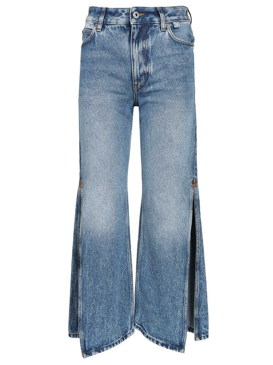 Slit Trousers Jeans Blue