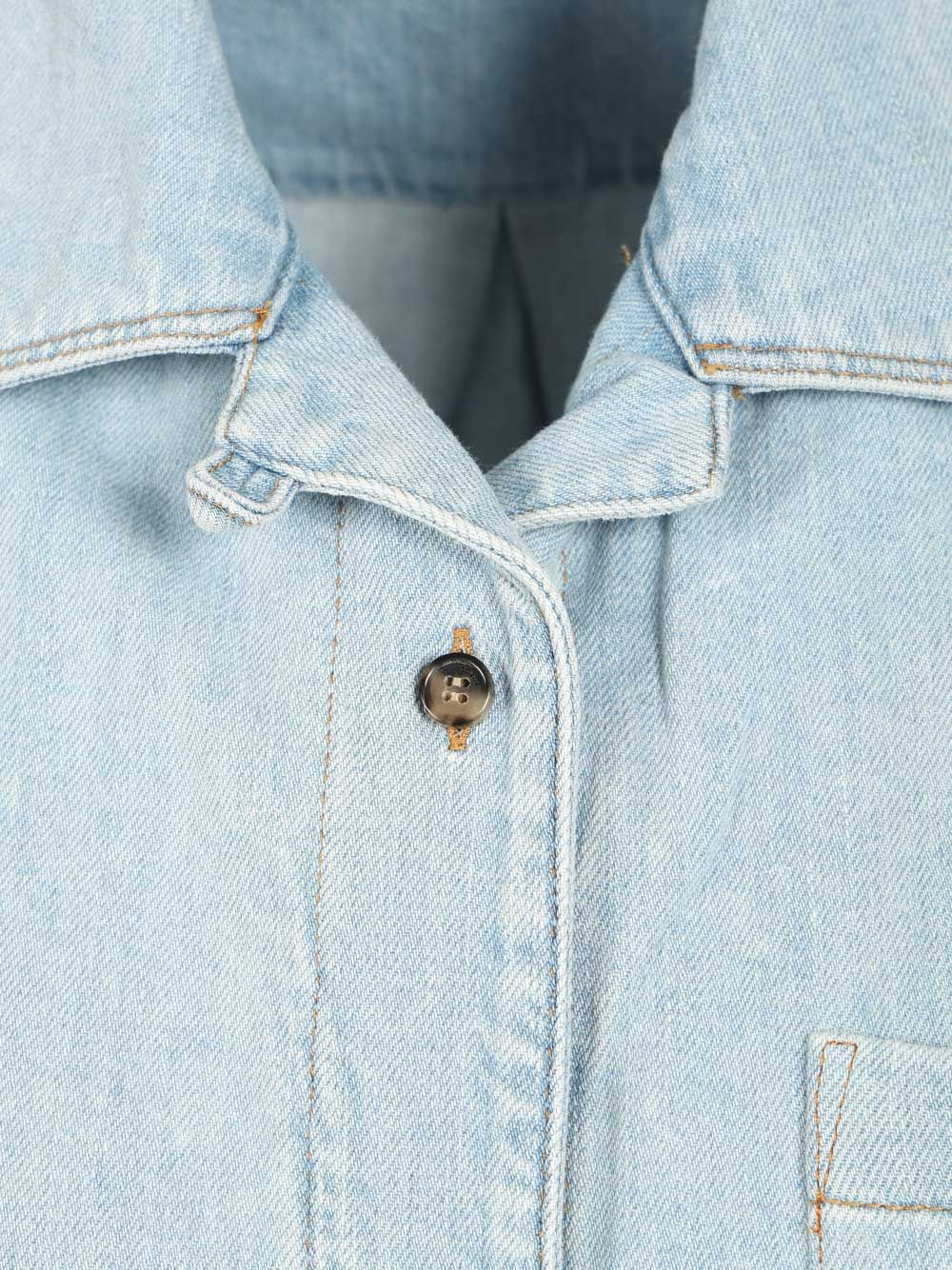 Loewe Short-Sleeved Denim Shirt Casual - Light blue | 3d24dcda1d331f962afa543884c93f73f565beea