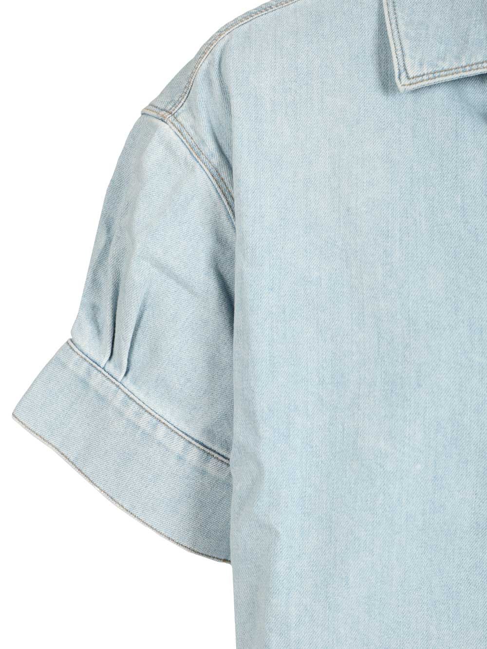 Loewe Short-Sleeved Denim Shirt Casual - Light blue | 8f6cb87fba21b5d3a7547579e15b50c6b254d975