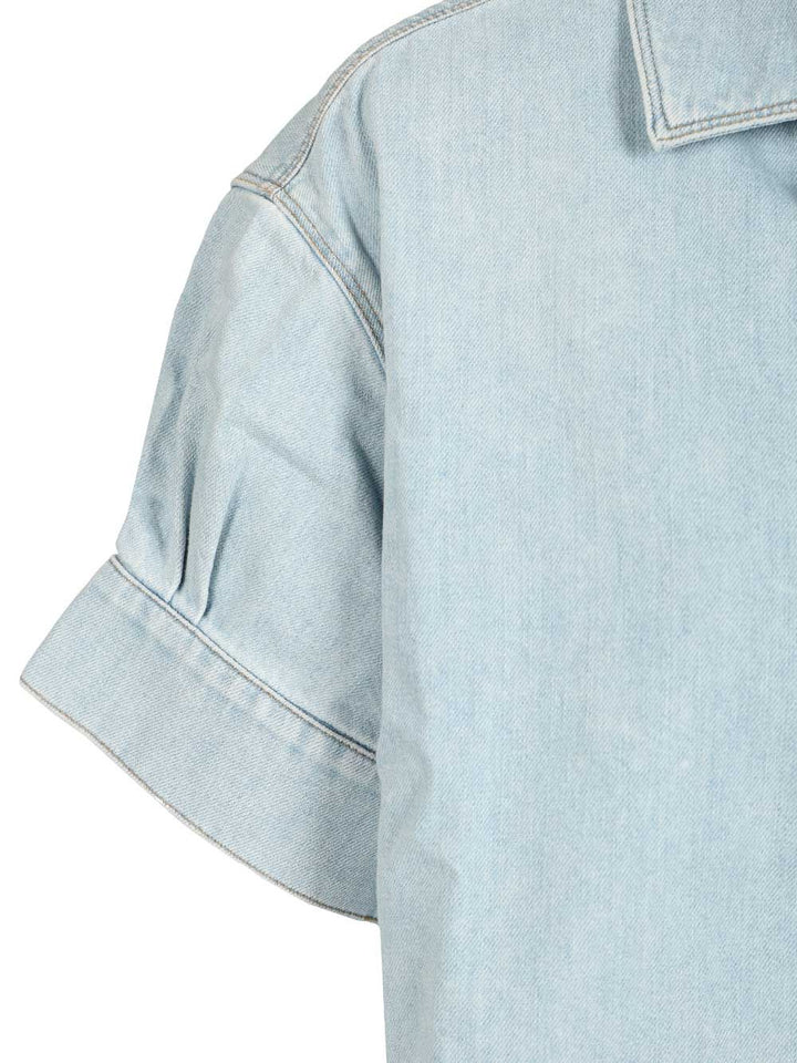 Loewe Short-Sleeved Denim Shirt Casual - Light blue | 8f6cb87fba21b5d3a7547579e15b50c6b254d975