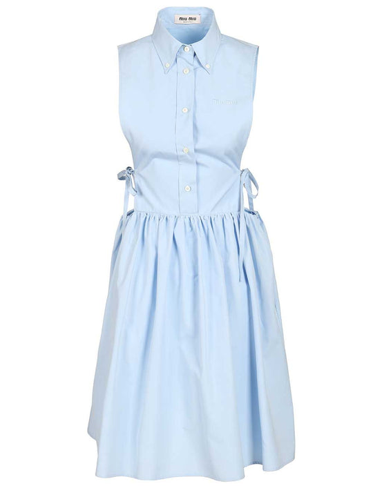 Sleeveless Poplin Dress Dresses Light Blue