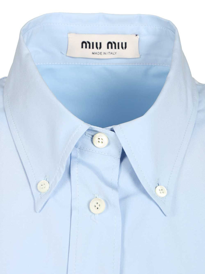 Miu Miu Sleeveless Poplin Dress Dresses - Light blue | ca183f0a04ab44d56738634dc94e35e805dd45f7