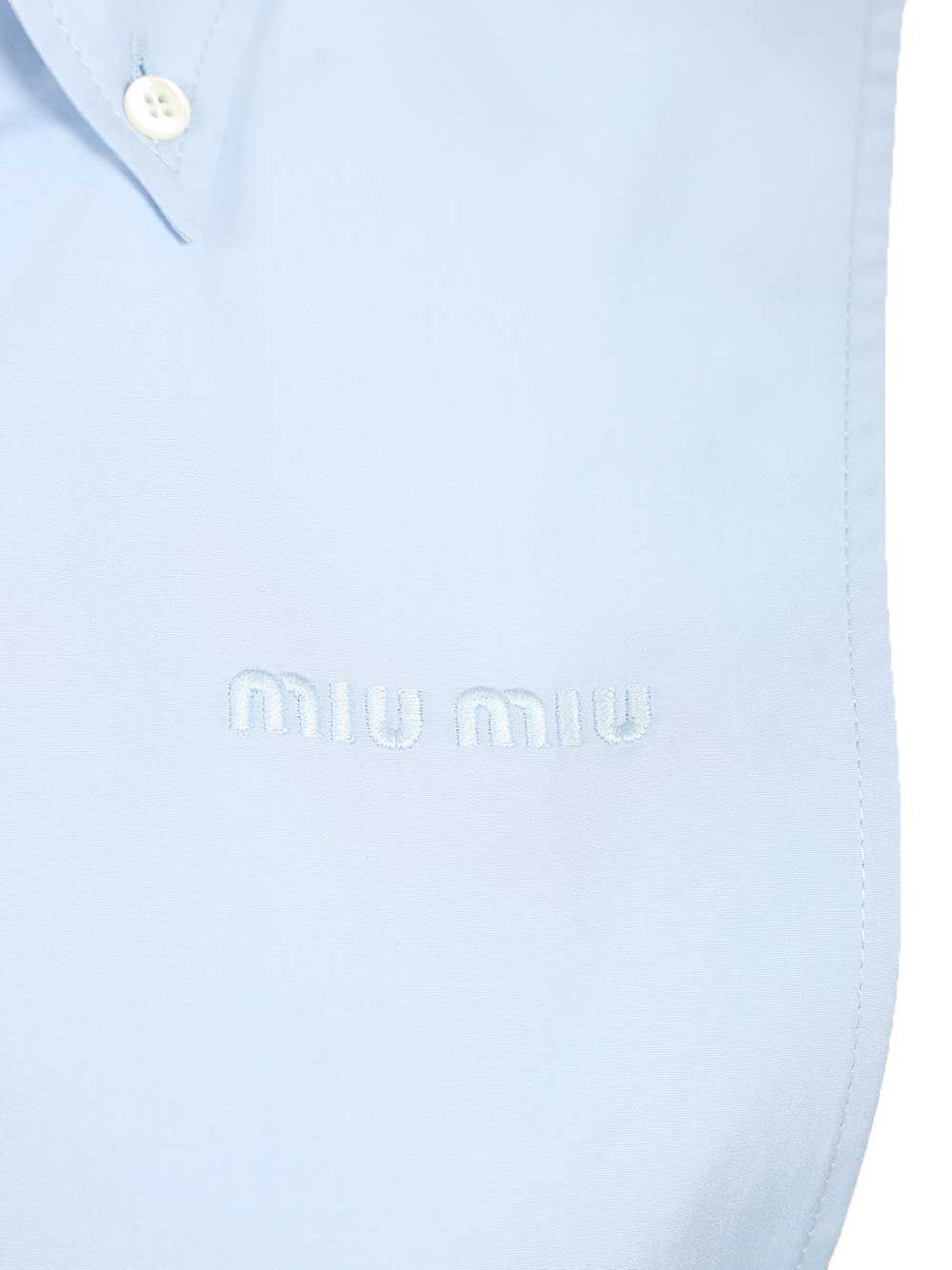 Miu Miu Sleeveless Poplin Dress Dresses - Light blue | 66de5c1a299e7b13a080219dba7b00a563c7f354