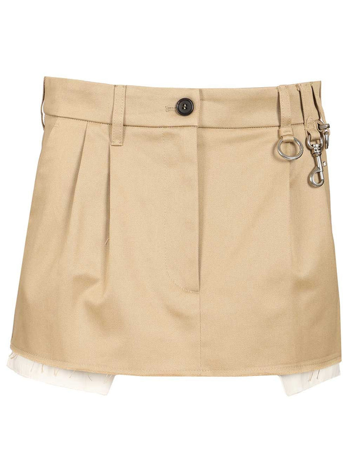 Miu Miu Cotton Chino Mini Skirt Skirts - Beige | 9ee4a1580fd1bcf1ef8af6eb475ba8f970aceaa5