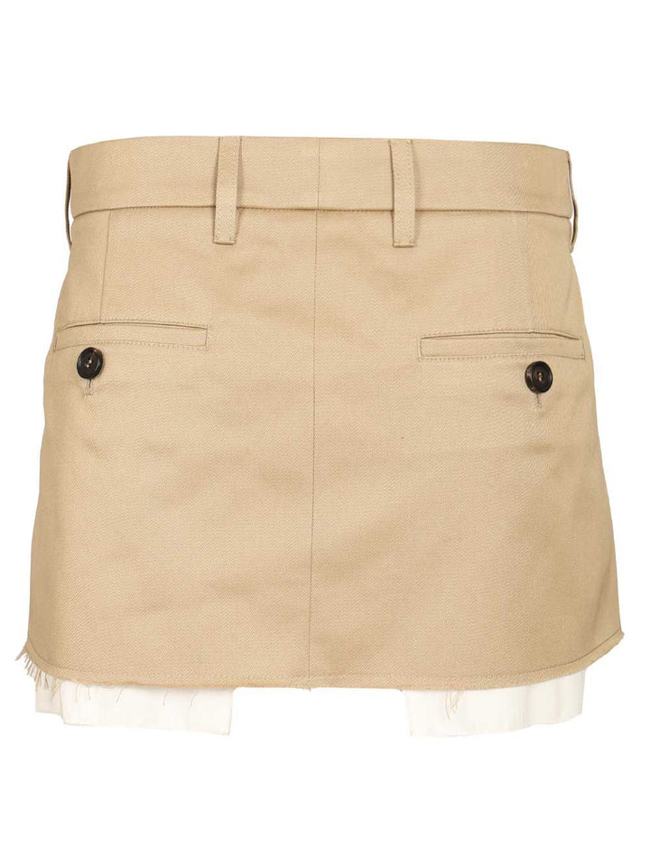 Miu Miu Cotton Chino Mini Skirt Skirts - Beige | 961c311332e4809bbb58ca1086783fae55239672