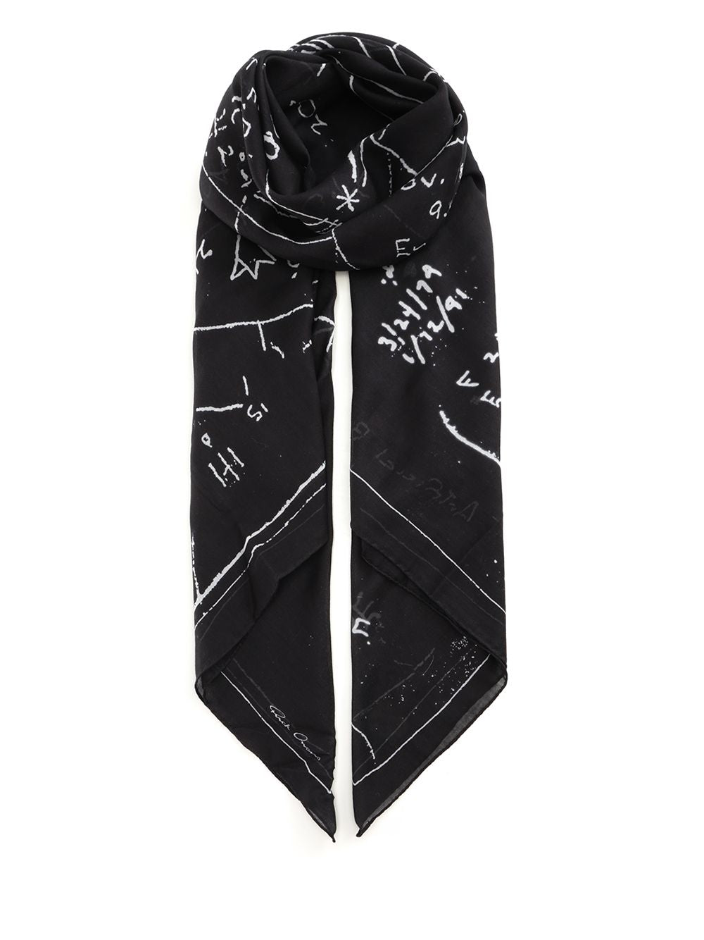 Rick Owens Scarf With Astro Print Scarves And Foulards - Black | 3406377862a7a959828cd802b585ebd804d8bf46