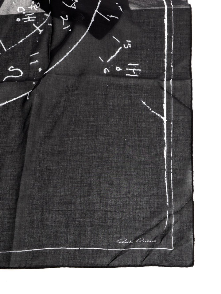 Rick Owens Scarf With Astro Print Scarves And Foulards - Black | 6777b23fa2f30cfdf302e029de4efffa5ba61f9c