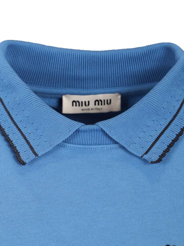 Miu Miu Sweatshirt With Embroidered Logo Sweatshirts - Light blue | 9450af942a2a49a69684407a8936de591417f9ef