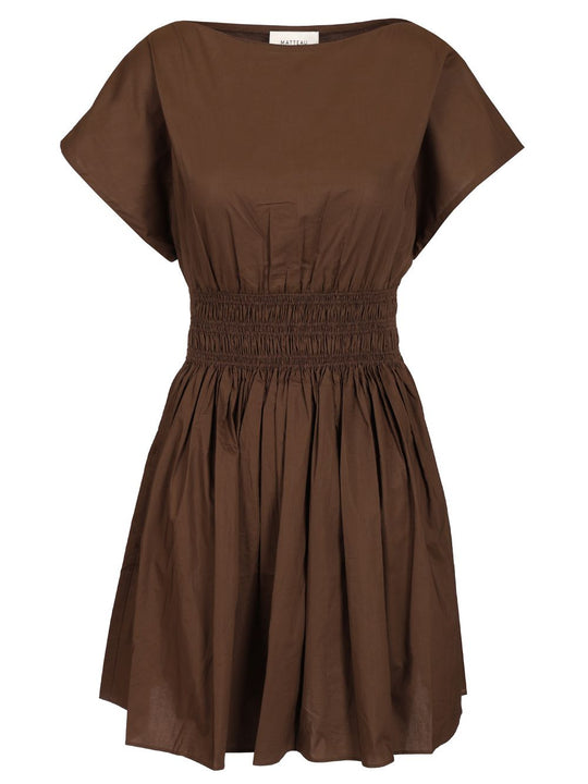 Shirred Waist Mini Dress Dresses Brown