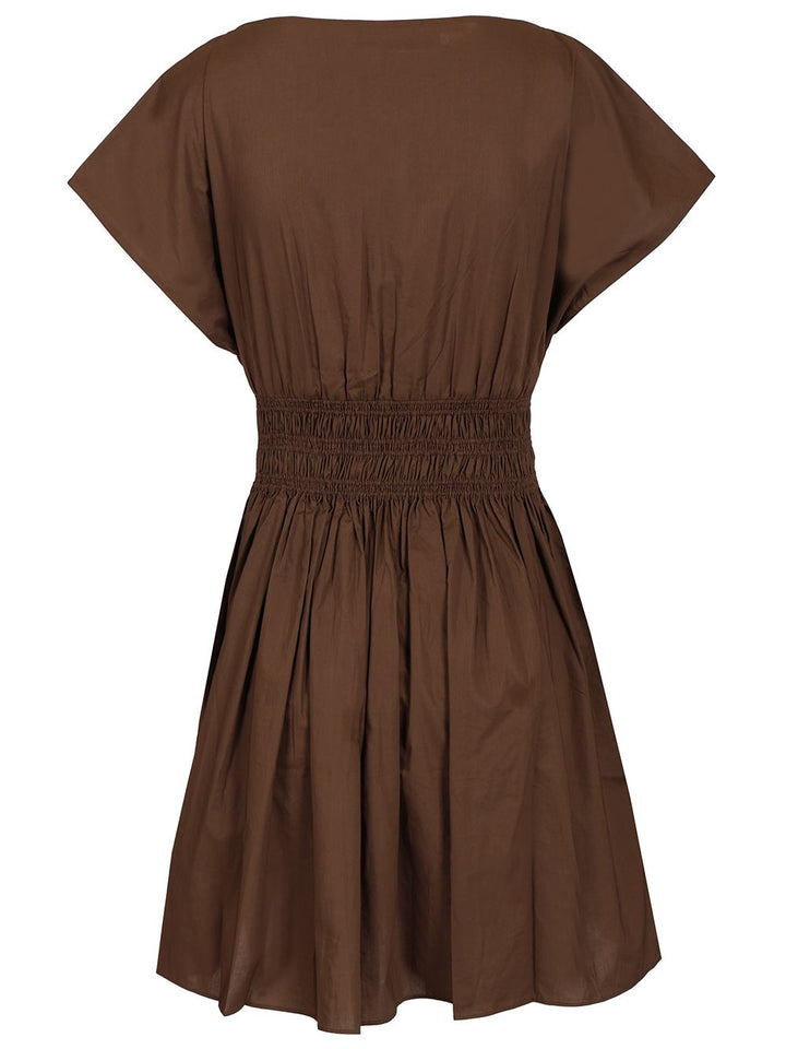 Matteau Shirred Waist Mini Dress Dresses - Brown | d1b0356b3fa229cf8e8d71b027443d80a3e79f94