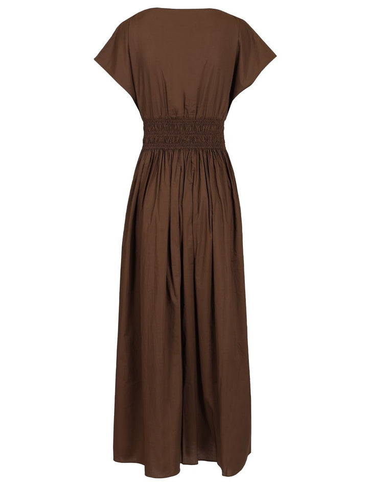 Matteau Shirred Waist Midi Dress Dresses - Brown | 171dc4c505d5b543614f1df4f8e95d6f69463760