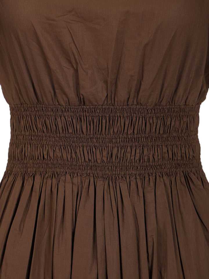 Matteau Shirred Waist Midi Dress Dresses - Brown | face67c978a1d62ed5dc5778538ba5dfe7ff7a09