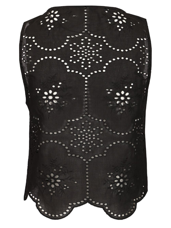 Matteau Broderie Tie Blouse Tops - Black | 7a45eeeab4d764f0a7a96ea900cdcb62c393465e