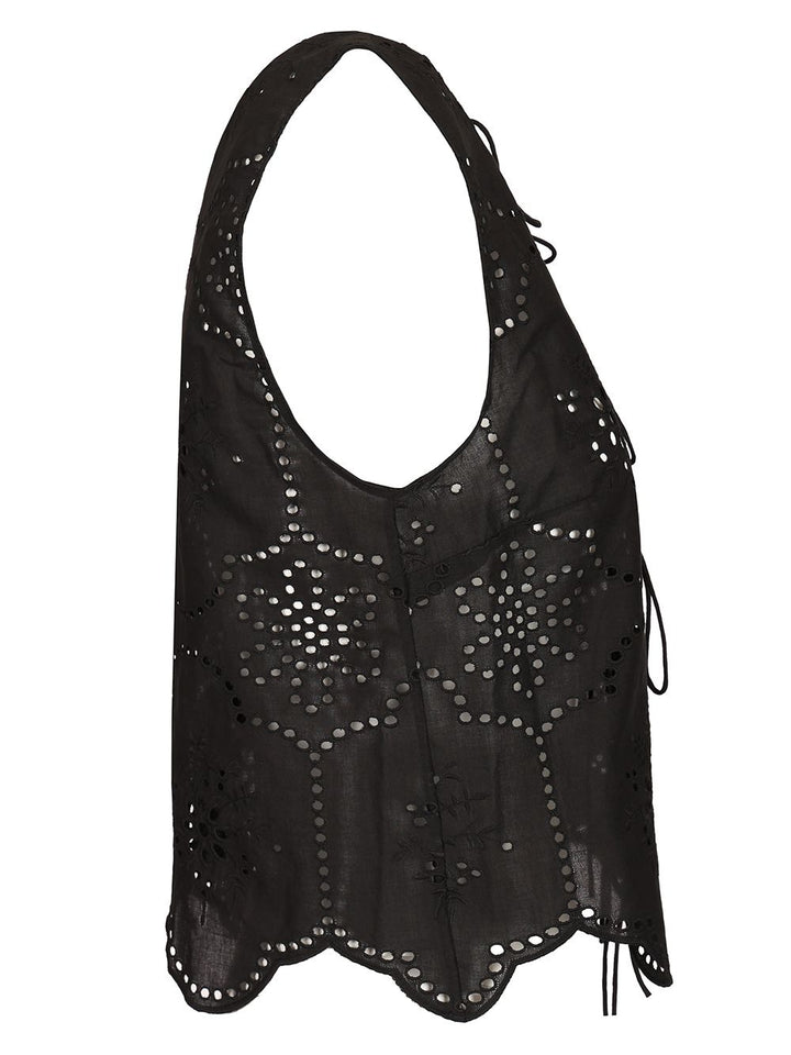 Matteau Broderie Tie Blouse Tops - Black | a79c727b56f8642314e38e3ac769522597fa24d0
