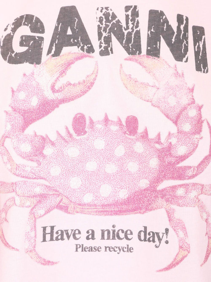 Ganni With Print T-Shirt - Rose | 3dbc1ff3b9bfe2a8b1565e88018f68b587945bab