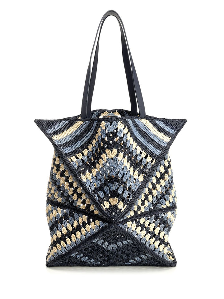 Loewe Puzzle Fold Xl Tote Bag In Raffia Shoulder Bags - Blue | f92a4e7a4dee561c1323c80913d0053abcfcba3f