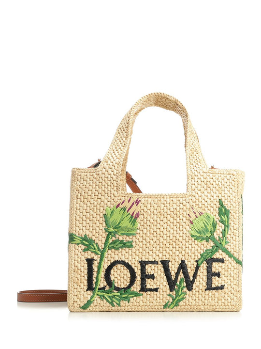Font Tote Bag Handbags Beige