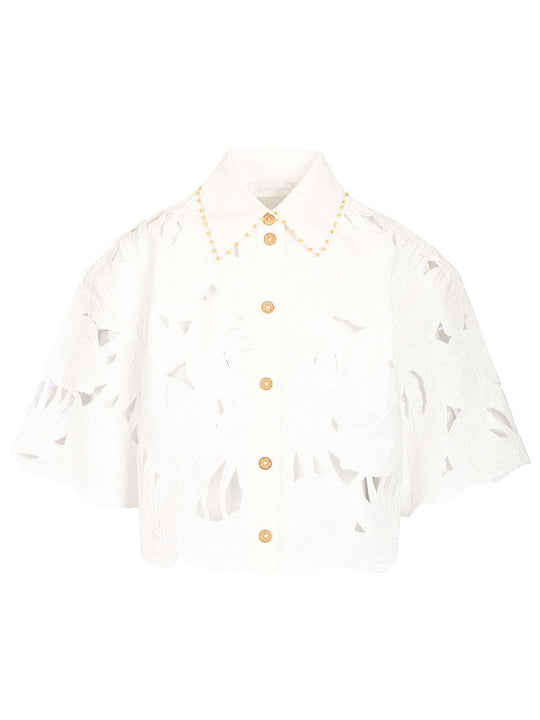 Mahon Embroidered Crop Shirt Shirts White