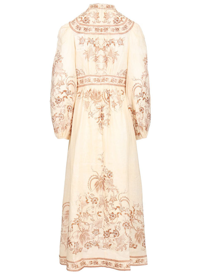 Zimmermann Indra Plunge Midi Dress Dresses - Multicolor | 12f8608b3c050d9e7853ab9411c5f676613c3d47