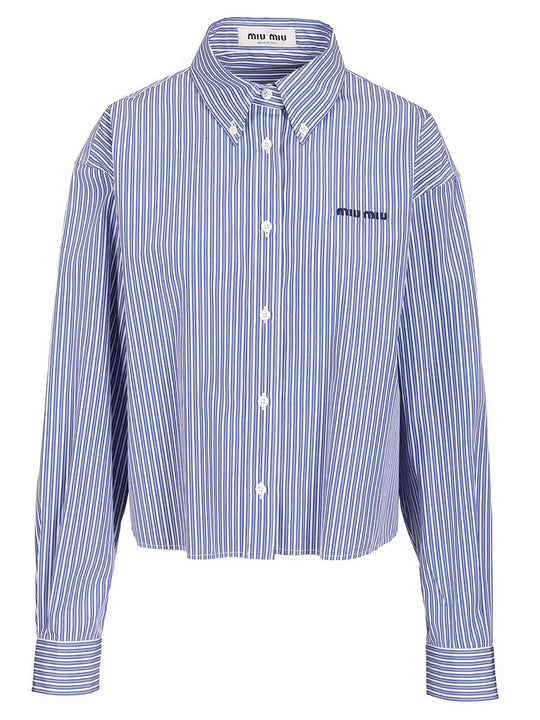 Poplin Shirt With Logo Shirts Light Blue
