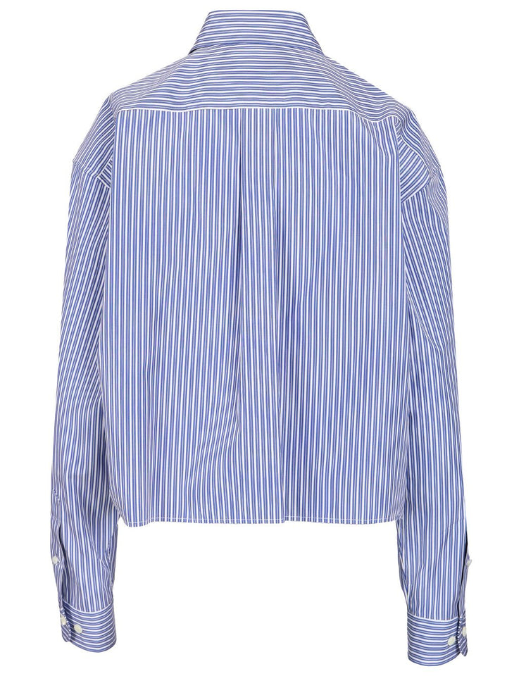Miu Miu Poplin Shirt With Logo Shirts - Light blue | 81b44673770b6a0719cd963614bfd57e65667349