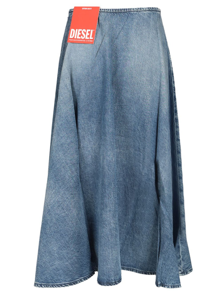 Diesel Wide Skirt In Flowing Denim Jeans - Blue | 70469933ffe513573c969ad923740e71285d676e