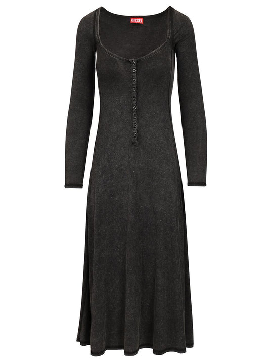 Shaded Ribbed Jersey Midi Dress Dresses Black
