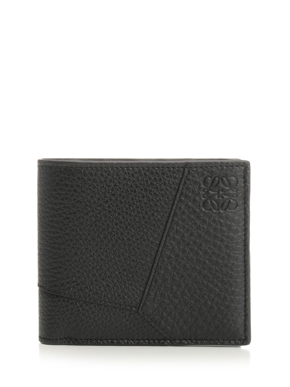 Loewe Puzzle Bifold Wallet In Grained Calfskin Wallets - Black | eb5804aab749608c02cadaa0363234f667331690
