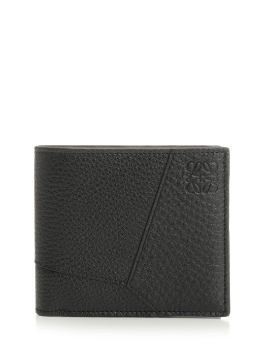 Puzzle Bifold Wallet In Grained Calfskin Wallets Black