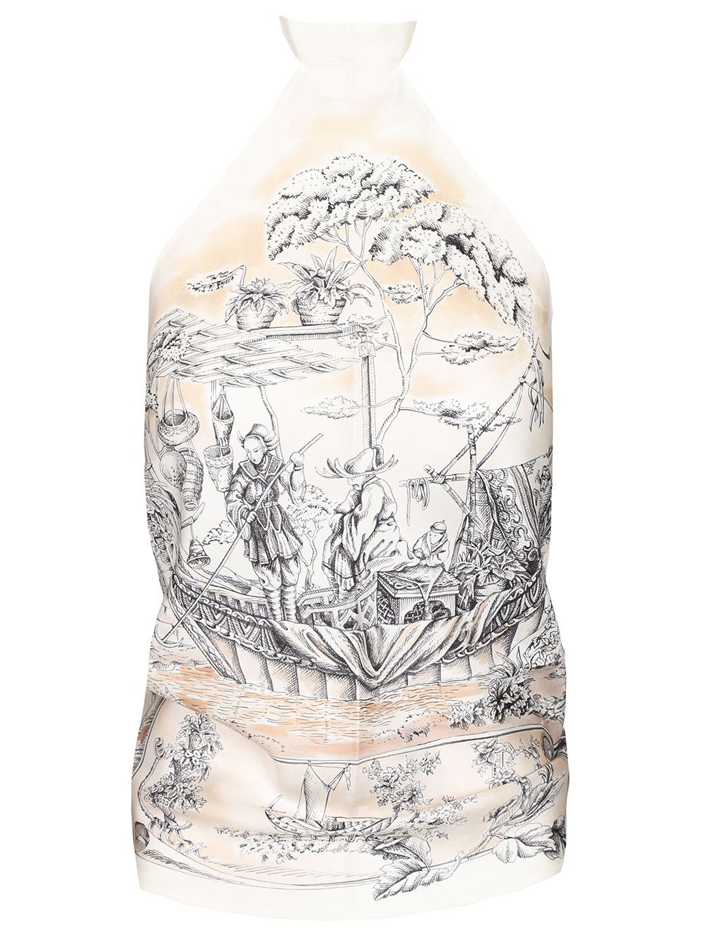 Ferragamo Top Foulard With Ethnic Print Tops - Beige | 7fcb6464f1468b472b0a6535247074cb6caad978