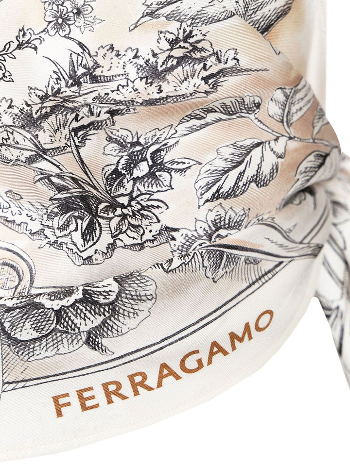 Ferragamo Top Foulard With Ethnic Print Tops - Beige | 639c7bf2af9ae669f93e2c32caaf44a9cee9c2c1