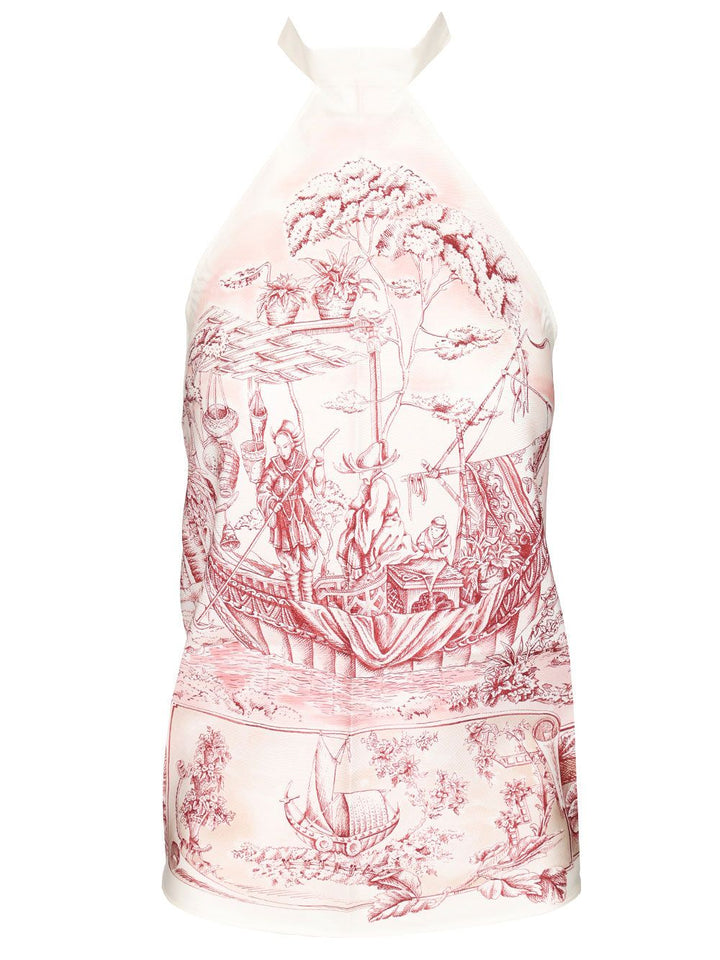 Ferragamo Top Foulard With Ethnic Print Tops - Rose | 7953898feca2e3296aacb56307c5c8c2efee8b2c